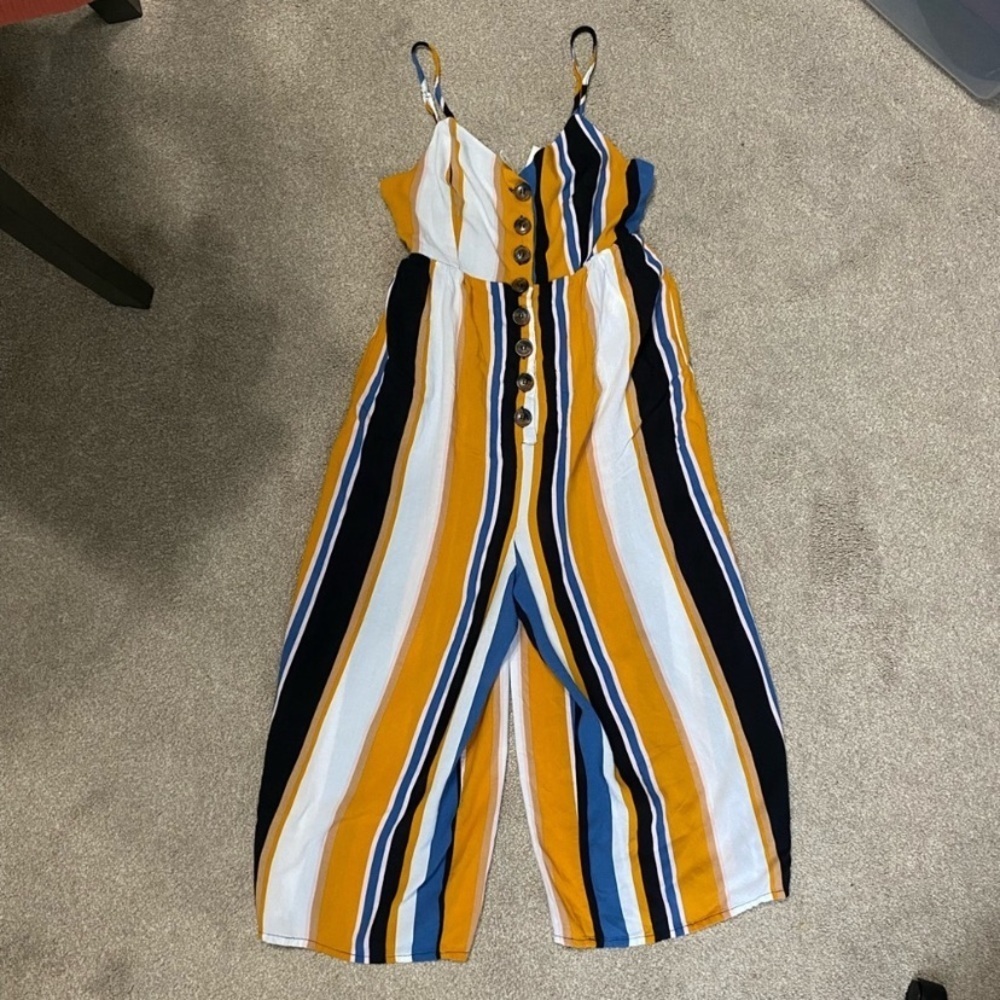 Japna Striped Wide Leg Jumpsuit Size S